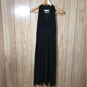 Rena Rowan Black Pleated Halter Maxi A-Line Women Dress 4